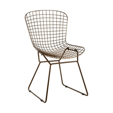 District Bronze Finish Metal Grid Frame Wire Chair