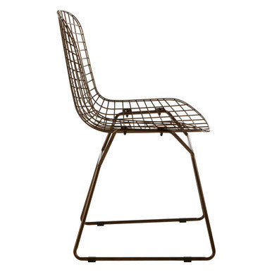 District Bronze Finish Metal Grid Frame Wire Chair