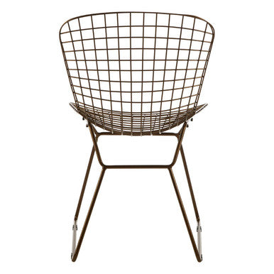 District Bronze Finish Metal Grid Frame Wire Chair