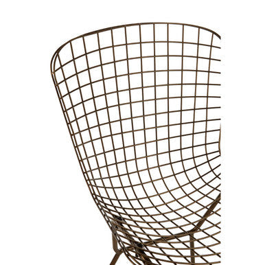 District Bronze Finish Metal Grid Frame Wire Chair