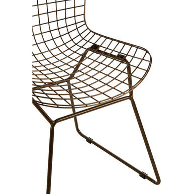 District Bronze Finish Metal Grid Frame Wire Chair