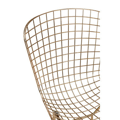 District Gold Finish Metal Grid Frame Wire Chair