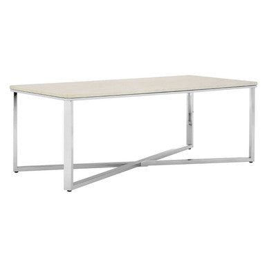 Allure White Marble Effect Rectangular Coffee Table with Chrome Finish Base