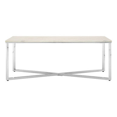 Allure White Marble Effect Rectangular Coffee Table with Chrome Finish Base
