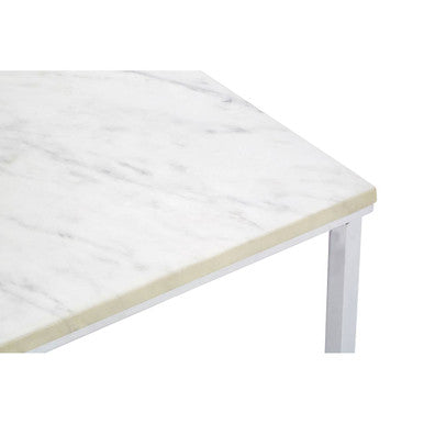 Allure White Marble Effect Rectangular Coffee Table with Chrome Finish Base