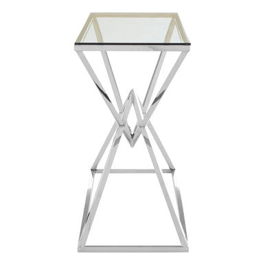 Allure Clear Glass Console Table with Silver Finish Frame