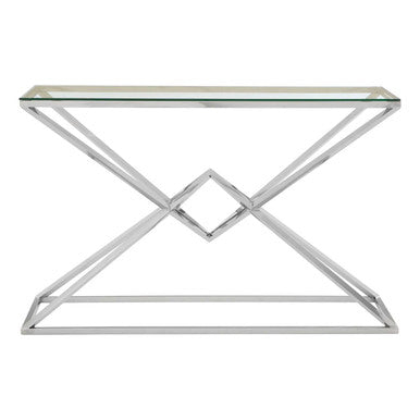 Allure Clear Glass Console Table with Silver Finish Frame