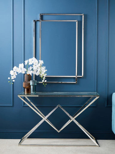 Allure Clear Glass Console Table with Silver Finish Frame
