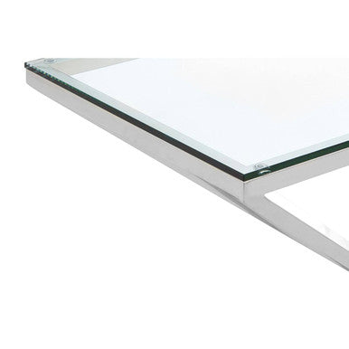 Allure Clear Glass Console Table with Silver Finish Frame