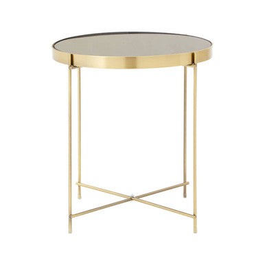 Allure Black Mirrored Glass Low Side Table with Brushed Bronze Finish Legs