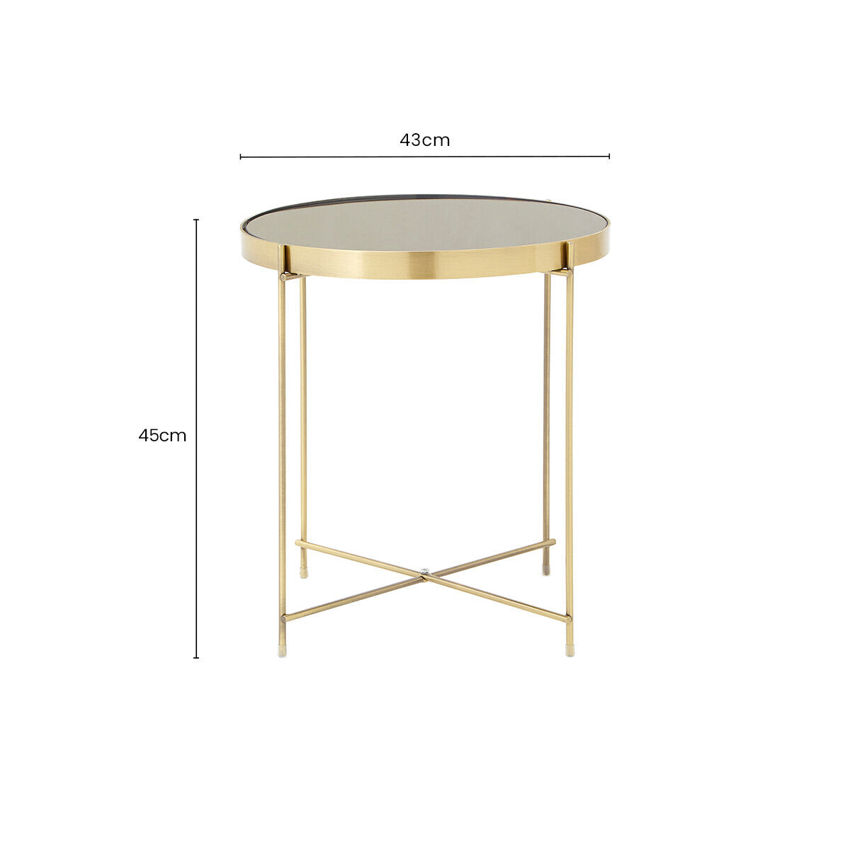 Allure Black Mirrored Glass Low Side Table with Brushed Bronze Finish Legs