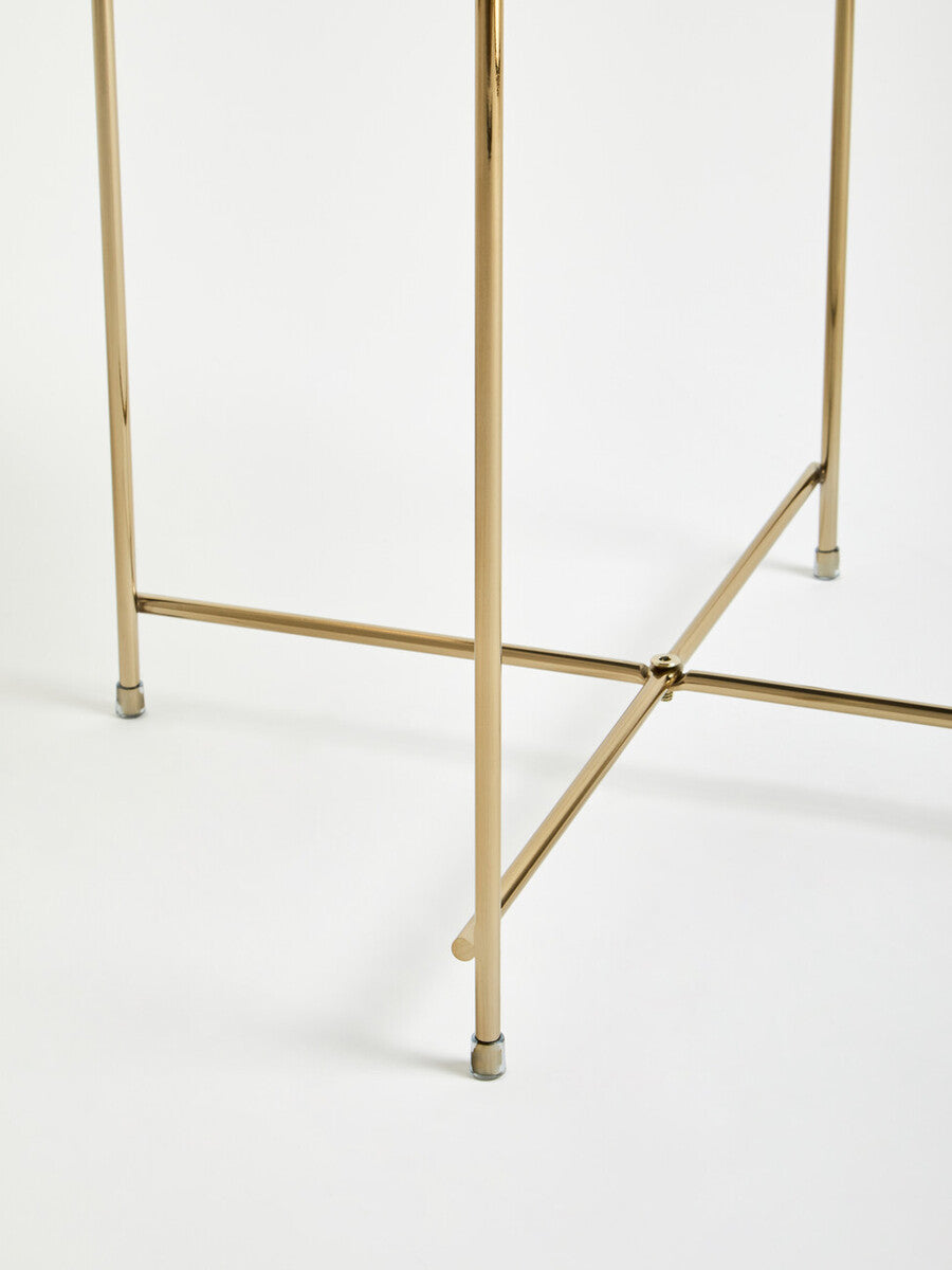 Allure Black Mirrored Glass Low Side Table with Brushed Bronze Finish Legs