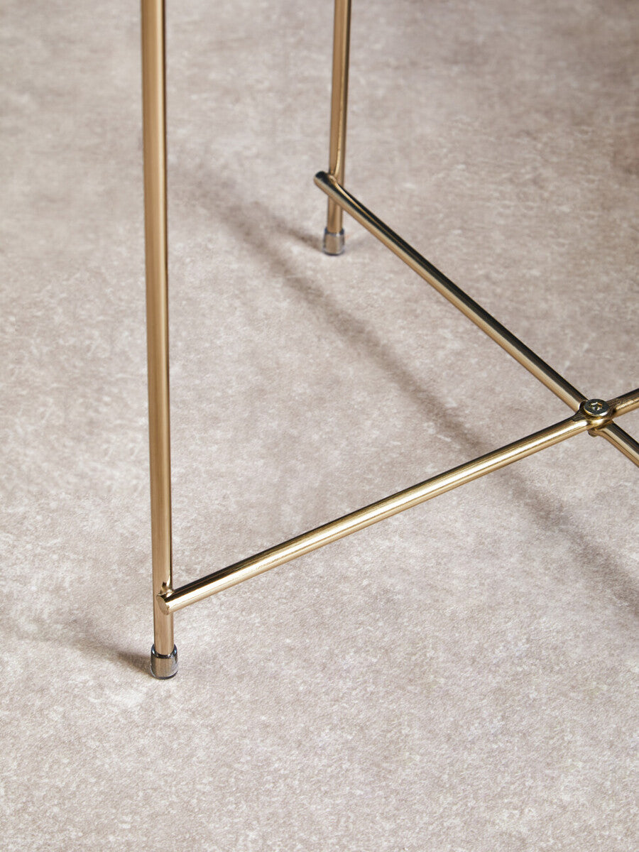 Allure Black Mirrored Glass Low Side Table with Brushed Bronze Finish Legs