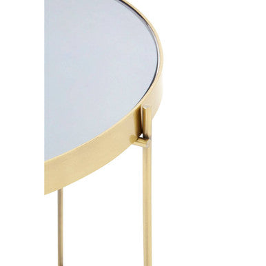Allure Black Mirrored Glass Low Side Table with Brushed Bronze Finish Legs