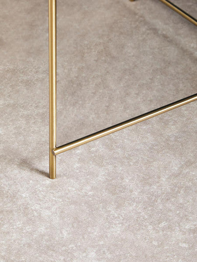 Allure Black Mirrored Glass Large Side Table with Brushed Bronze Finish Legs