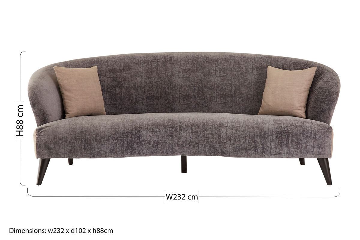 Reine Grey Velvet 3 Seater Sofa