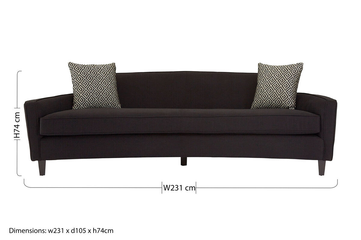 Rania Black Textured Fabric 3 Seater Sofa