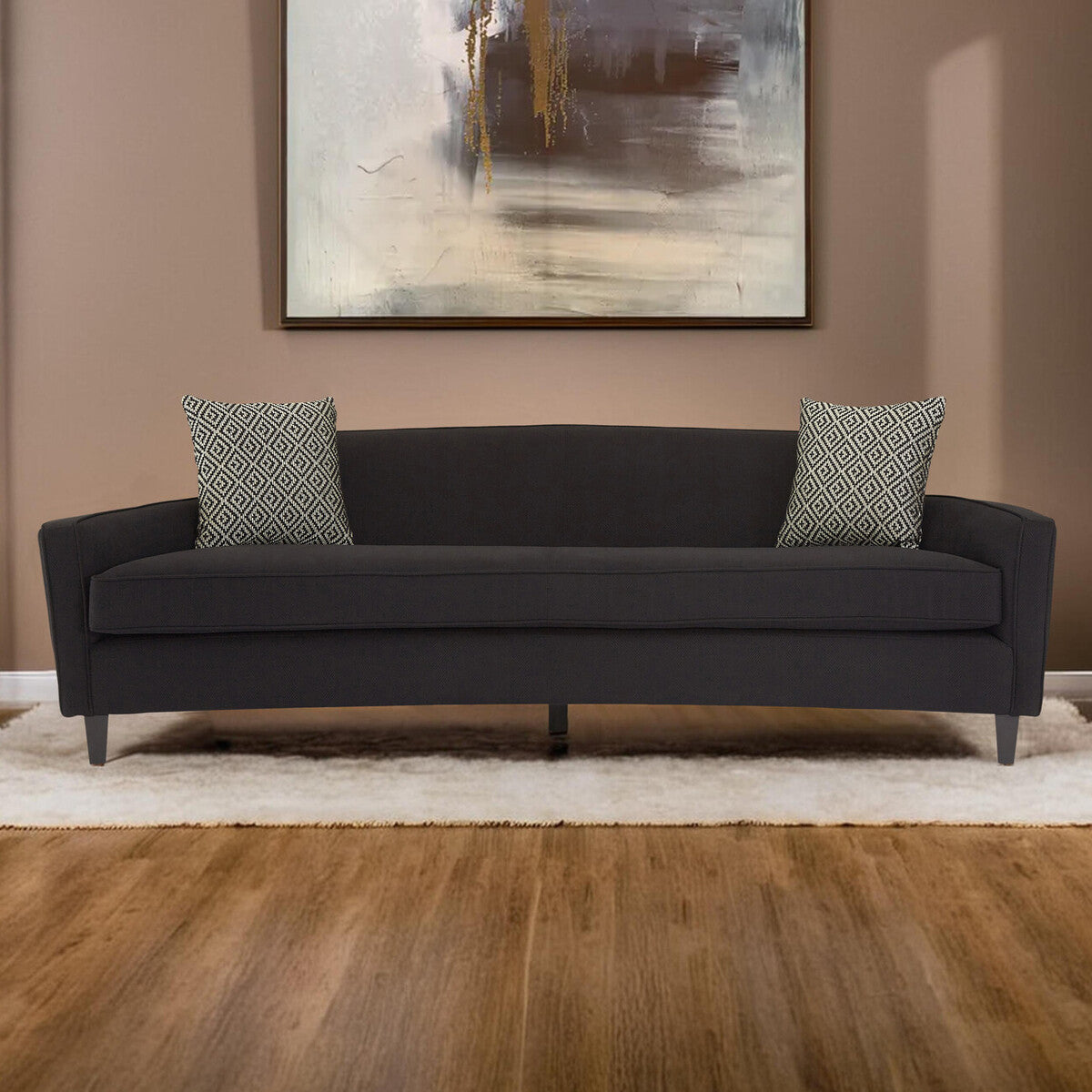 Rania Black Textured Fabric 3 Seater Sofa