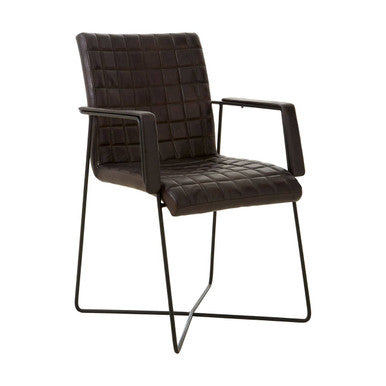 Buffalo Black Leather Quilted Chair