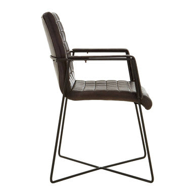 Buffalo Black Leather Quilted Chair