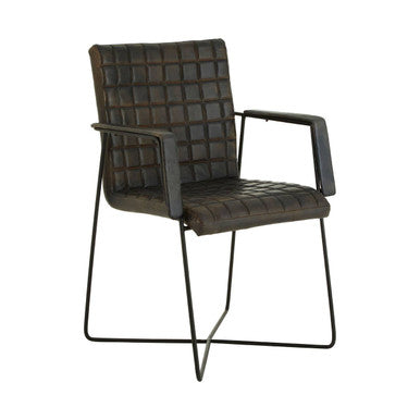 Buffalo Grey Leather Quilted Chair