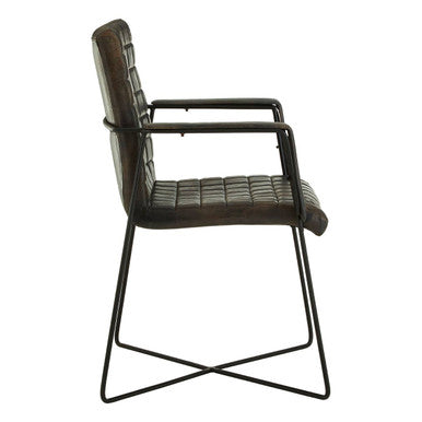Buffalo Grey Leather Quilted Chair