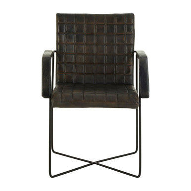 Buffalo Grey Leather Quilted Chair