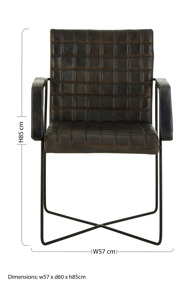 Buffalo Grey Leather Quilted Chair