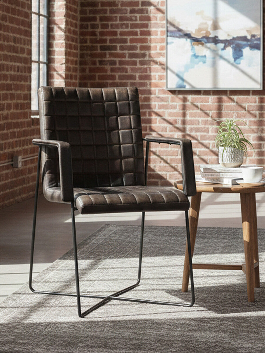 Buffalo Grey Leather Quilted Chair