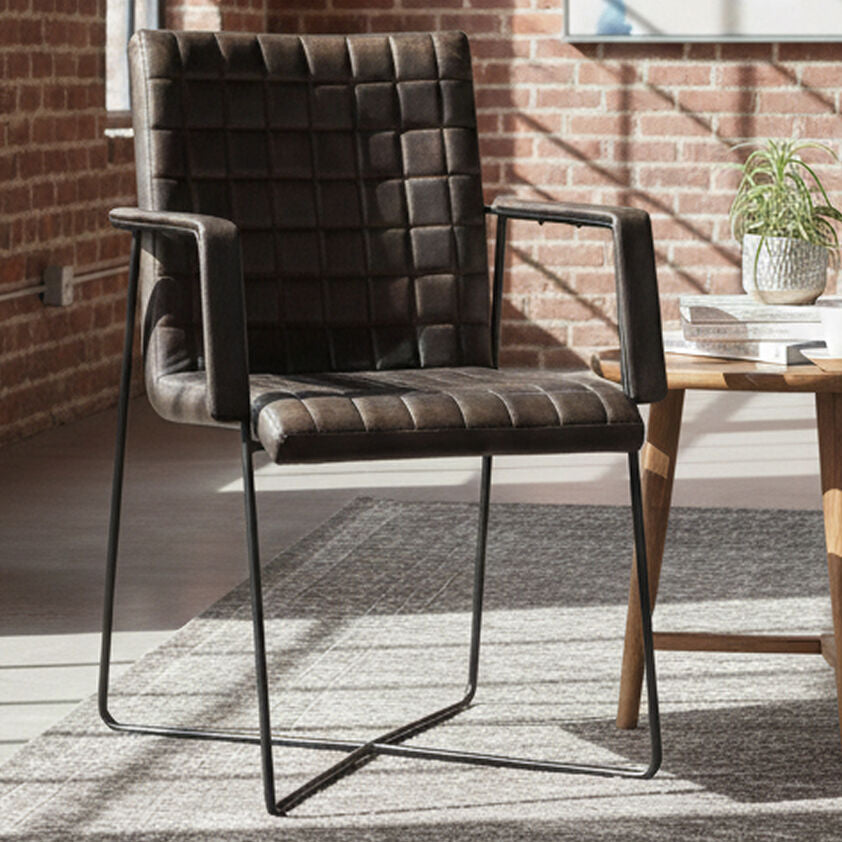 Buffalo Grey Leather Quilted Chair