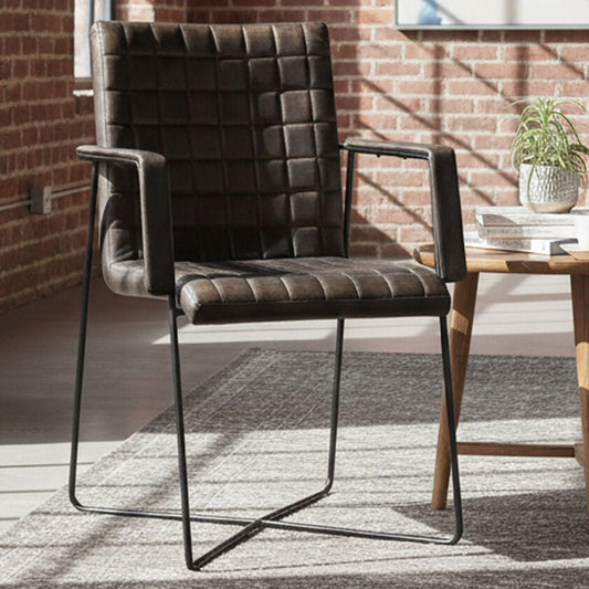 Buffalo Grey Leather Quilted Chair