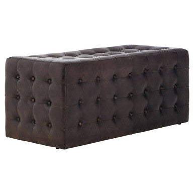 Buffalo Antique Brown Leather Button Tufted Bench
