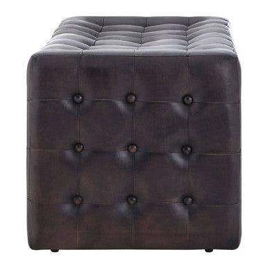 Buffalo Antique Brown Leather Button Tufted Bench