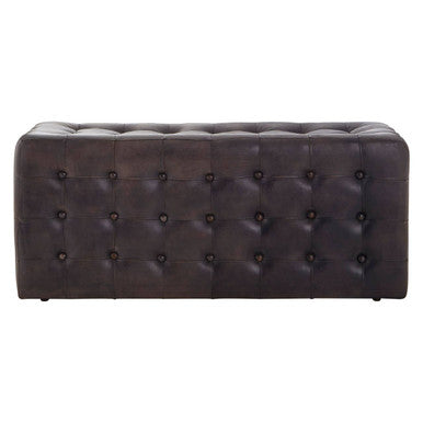 Buffalo Antique Brown Leather Button Tufted Bench