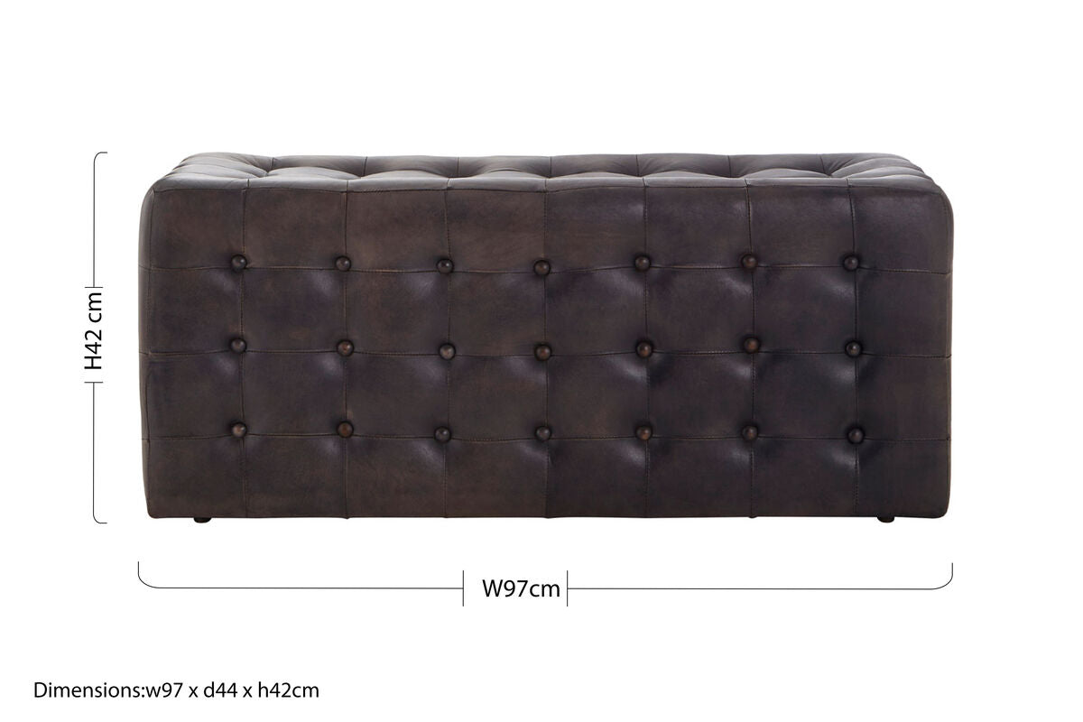 Buffalo Antique Brown Leather Button Tufted Bench