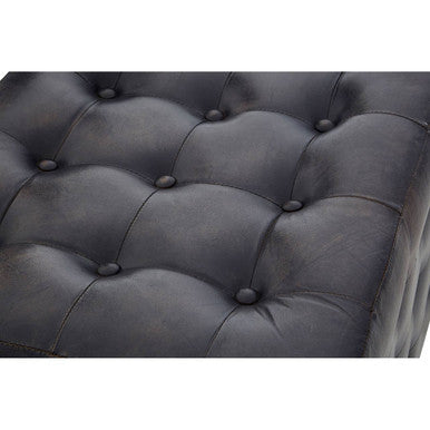 Buffalo Antique Brown Leather Button Tufted Bench