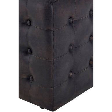 Buffalo Antique Brown Leather Button Tufted Bench