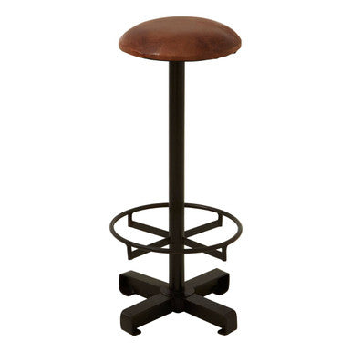 Buffalo Brown Leather Round Bar Stool
