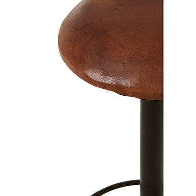 Buffalo Brown Leather Round Bar Stool