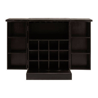 Malta Black and Gold Finish Mango Wood Bar Cabinet
