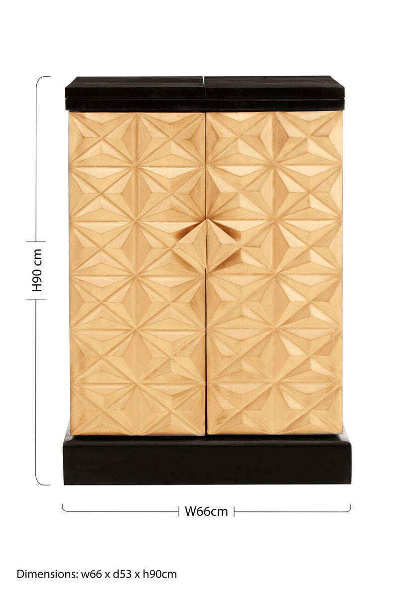 Malta Black and Gold Finish Mango Wood Bar Cabinet