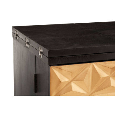 Malta Black and Gold Finish Mango Wood Bar Cabinet