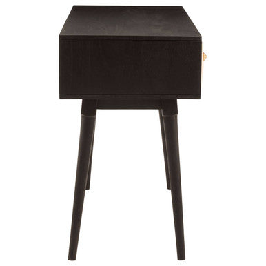 Black and Gold Mango Wood Console Table with Geometric Accents | Malta