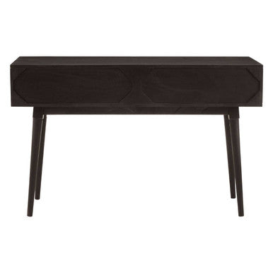 Black and Gold Mango Wood Console Table with Geometric Accents | Malta
