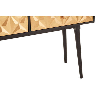 Black and Gold Mango Wood Console Table with Geometric Accents | Malta