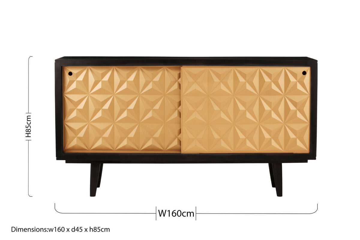 Malta Black and Gold Finish Mango Wood Sideboard