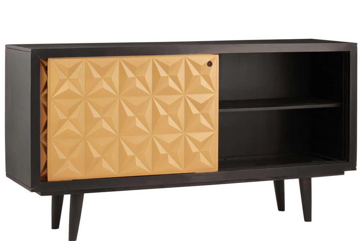 Malta Black and Gold Finish Mango Wood Sideboard