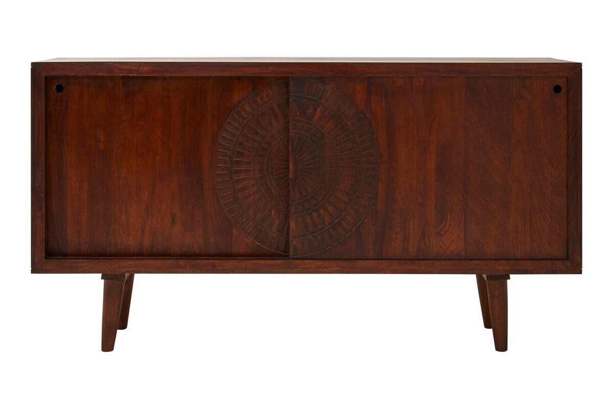 Vence Natural Mango Wood Sideboard with Sliding Doors