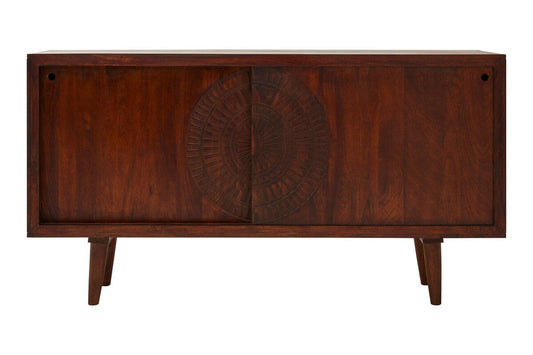 Natural Mango Wood Sideboard with Sliding Doors