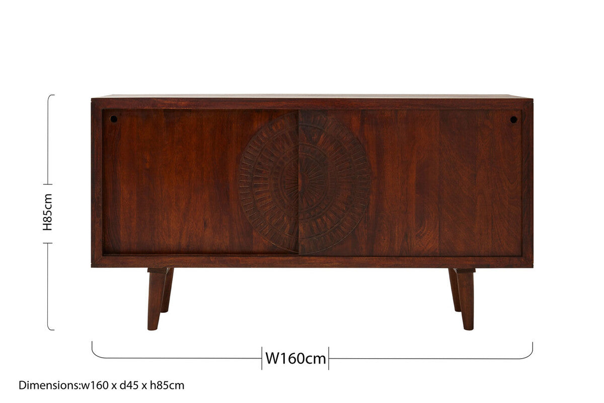 Vence Natural Mango Wood Sideboard with Sliding Doors